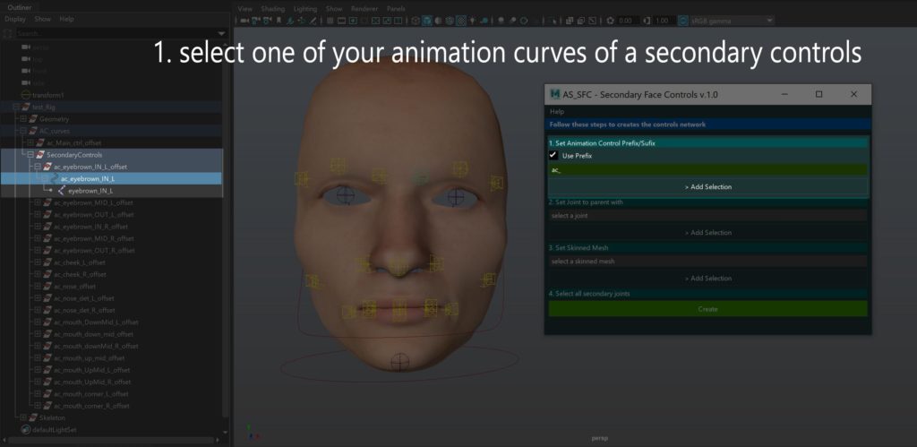 Select an animation curve control of any secondary controls