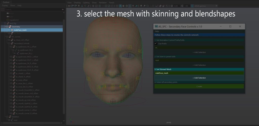 Select the mesh with skinning and blendshapes