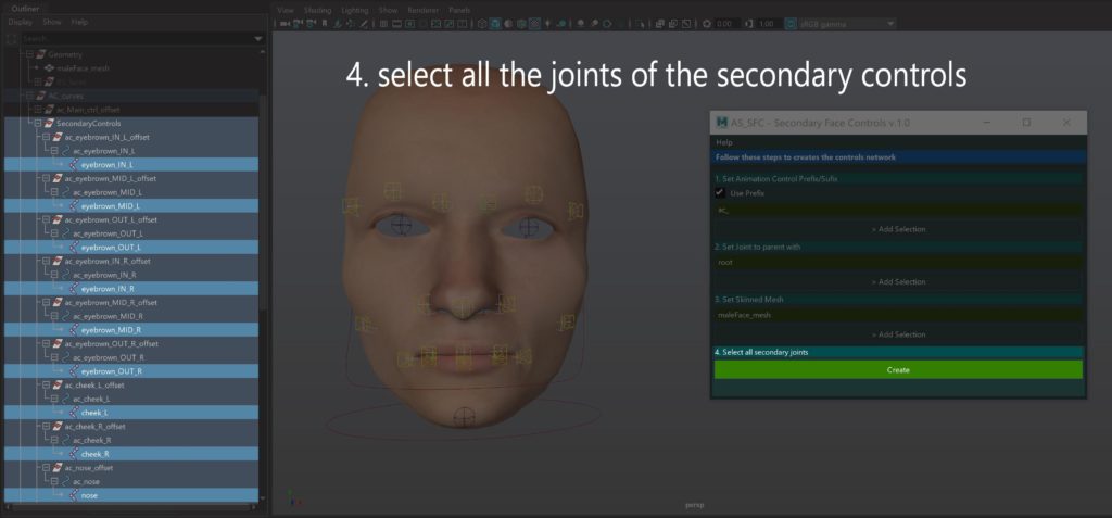 Select all the joint of the secondary controls